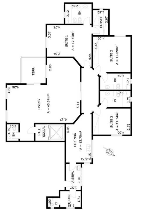 Apartamento à venda com 3 quartos, 165m² - Foto 2