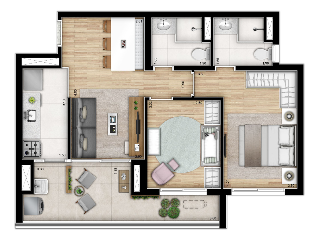 Apartamento à venda com 2 quartos, 60m² - Foto 2