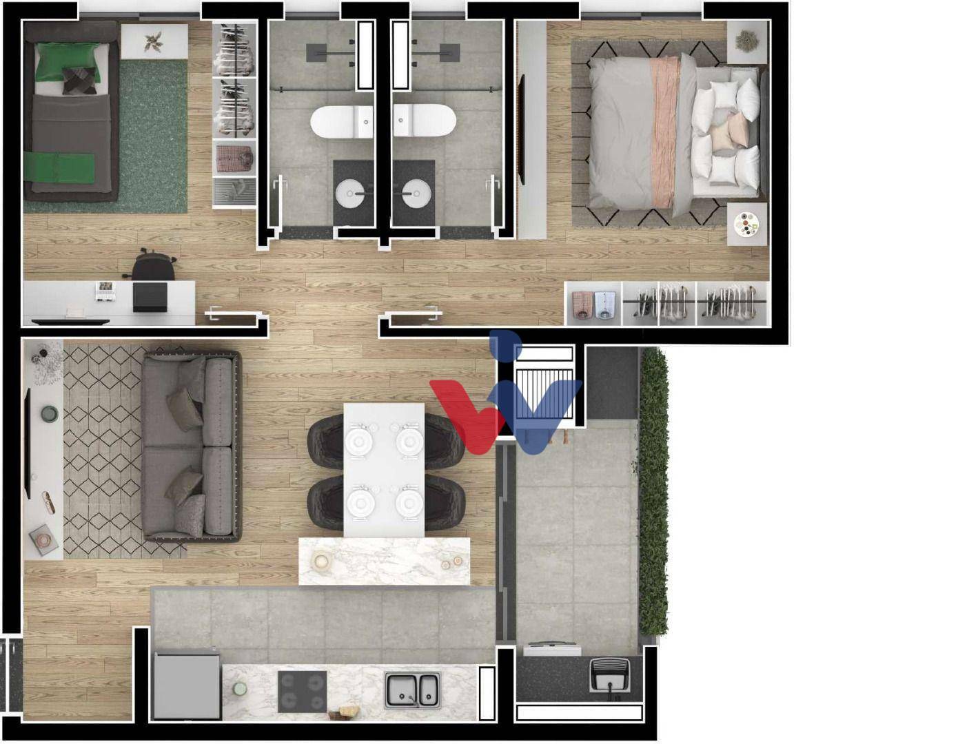 Apartamento à venda com 2 quartos, 59m² - Foto 6