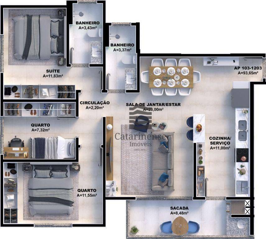 Apartamento à venda com 3 quartos, 87m² - Foto 3