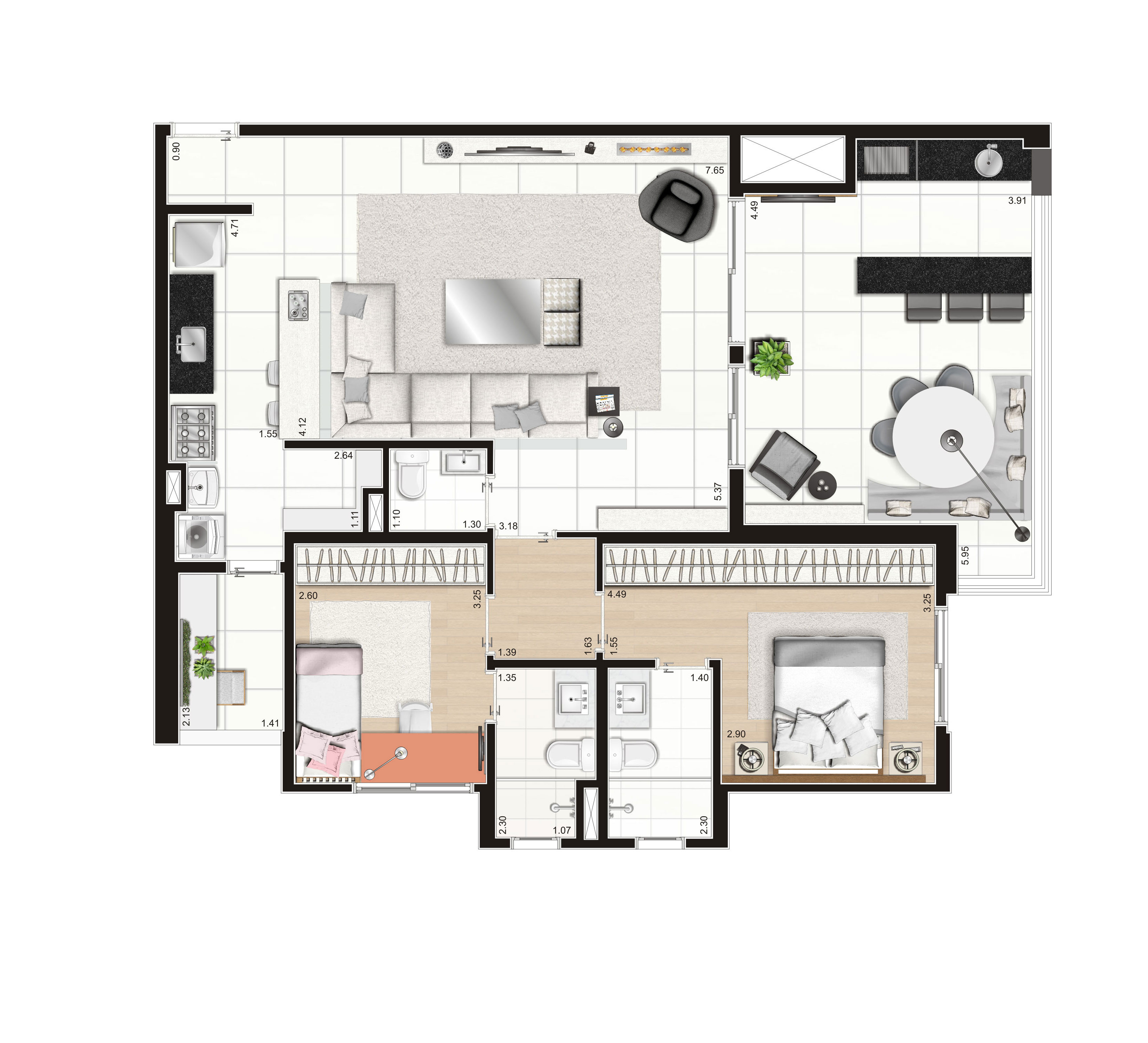 Apartamento à venda com 3 quartos, 108m² - Foto 2