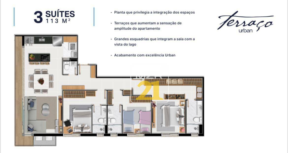 Apartamento para alugar com 3 quartos, 113m² - Foto 1