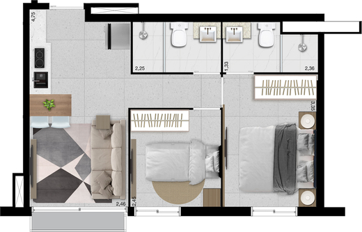 Apartamento à venda com 2 quartos, 38m² - Foto 6