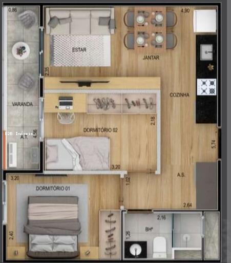 Apartamento à venda com 2 quartos, 45m² - Foto 1