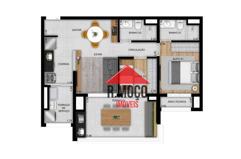 Apartamento à venda com 2 quartos, 70m² - Foto 2