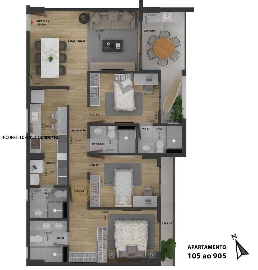 Apartamento à venda com 3 quartos, 100m² - Foto 9