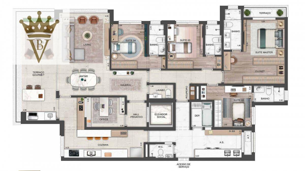 Apartamento à venda com 4 quartos, 220m² - Foto 4