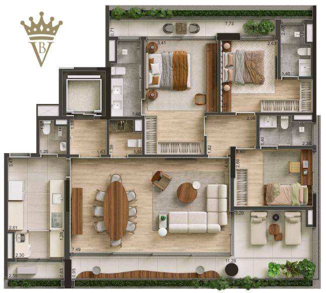 Apartamento à venda com 3 quartos, 167m² - Foto 1