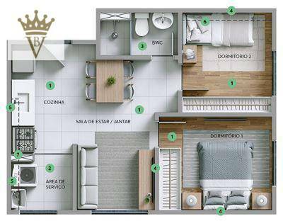 Apartamento à venda com 2 quartos, 34m² - Foto 4