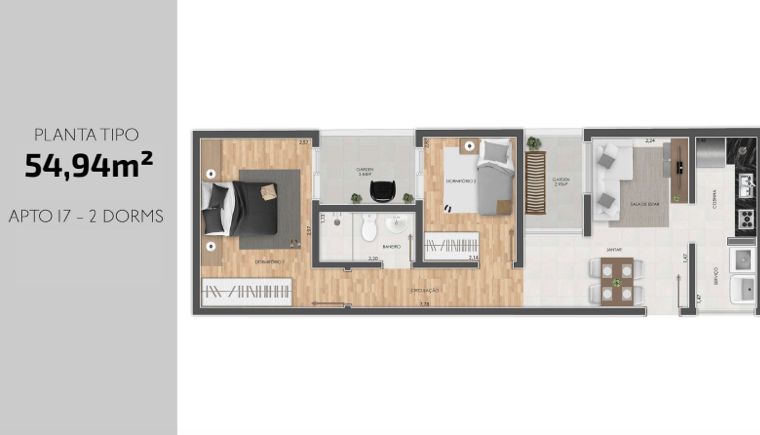 Apartamento à venda com 3 quartos, 59m² - Foto 19