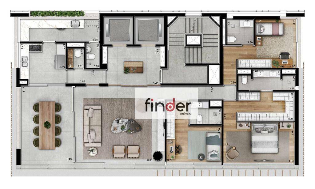 Apartamento à venda com 3 quartos, 183m² - Foto 5