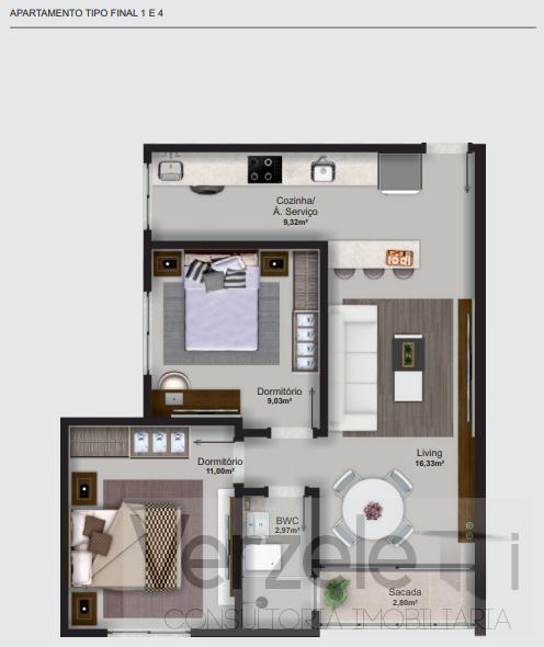 Apartamento à venda com 2 quartos, 55m² - Foto 2