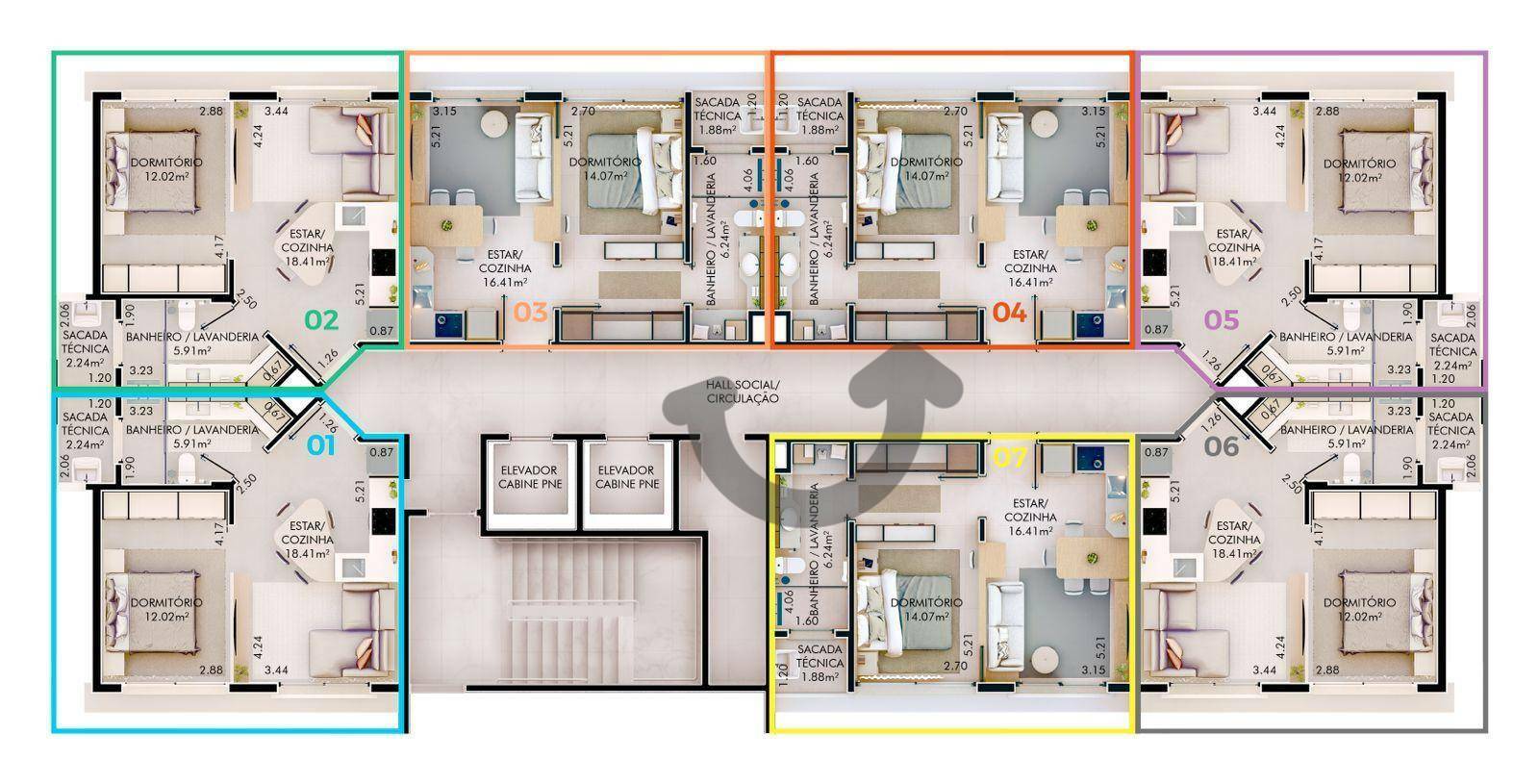 Apartamento à venda com 1 quarto, 57m² - Foto 3