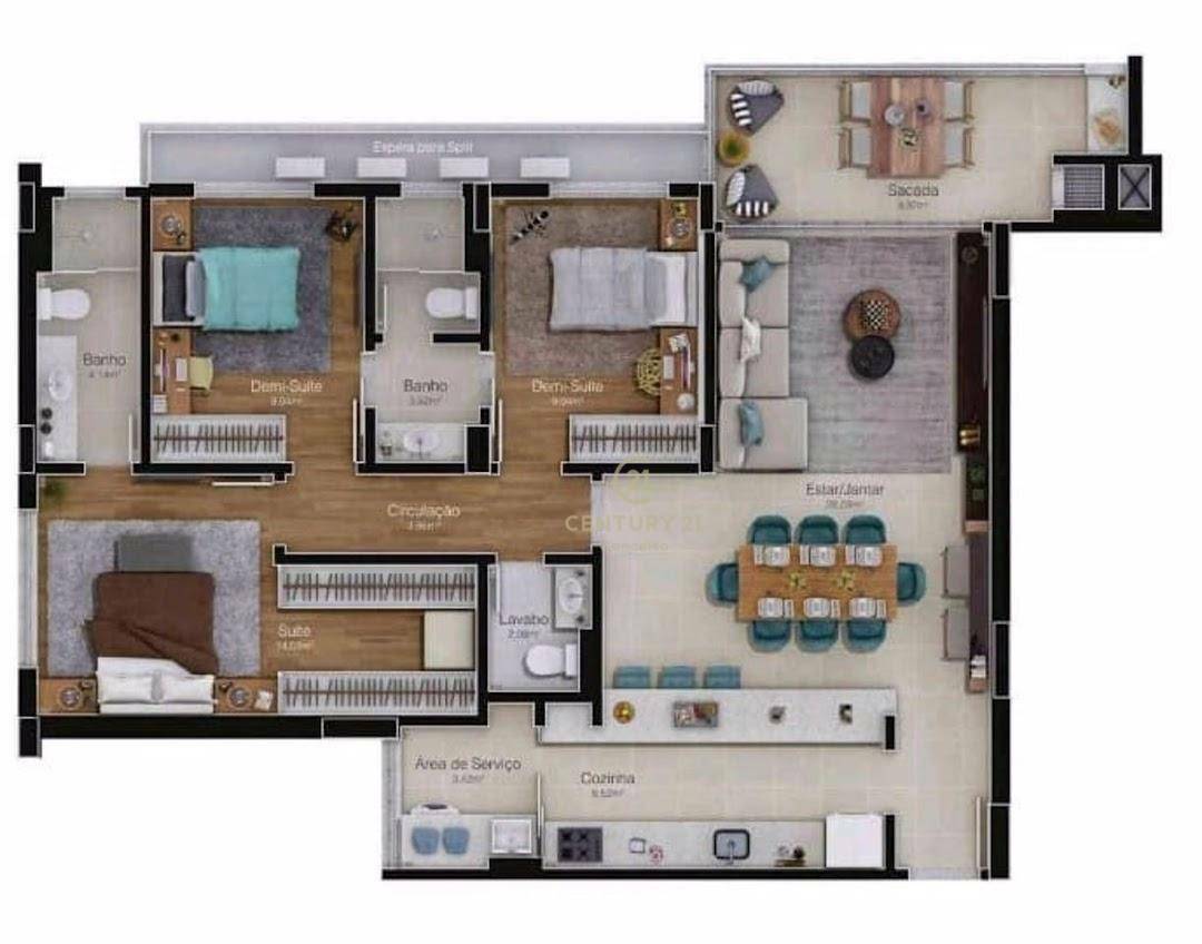 Apartamento à venda com 3 quartos, 111m² - Foto 3