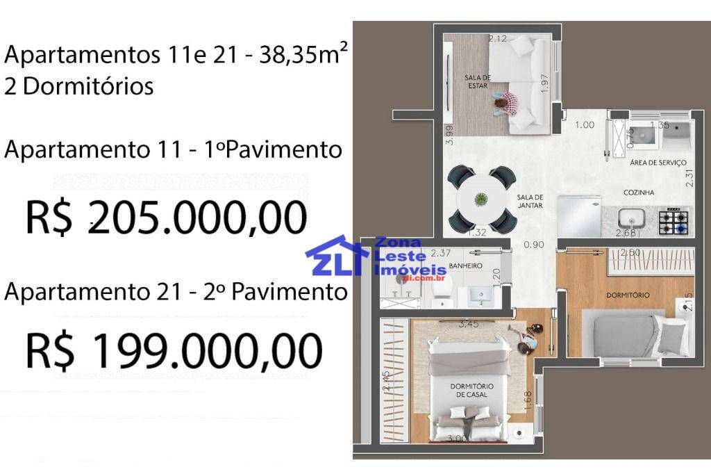 Apartamento à venda com 2 quartos, 38m² - Foto 2