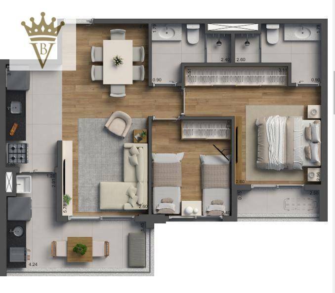 Apartamento, 2 quartos, 63 m² - Foto 2