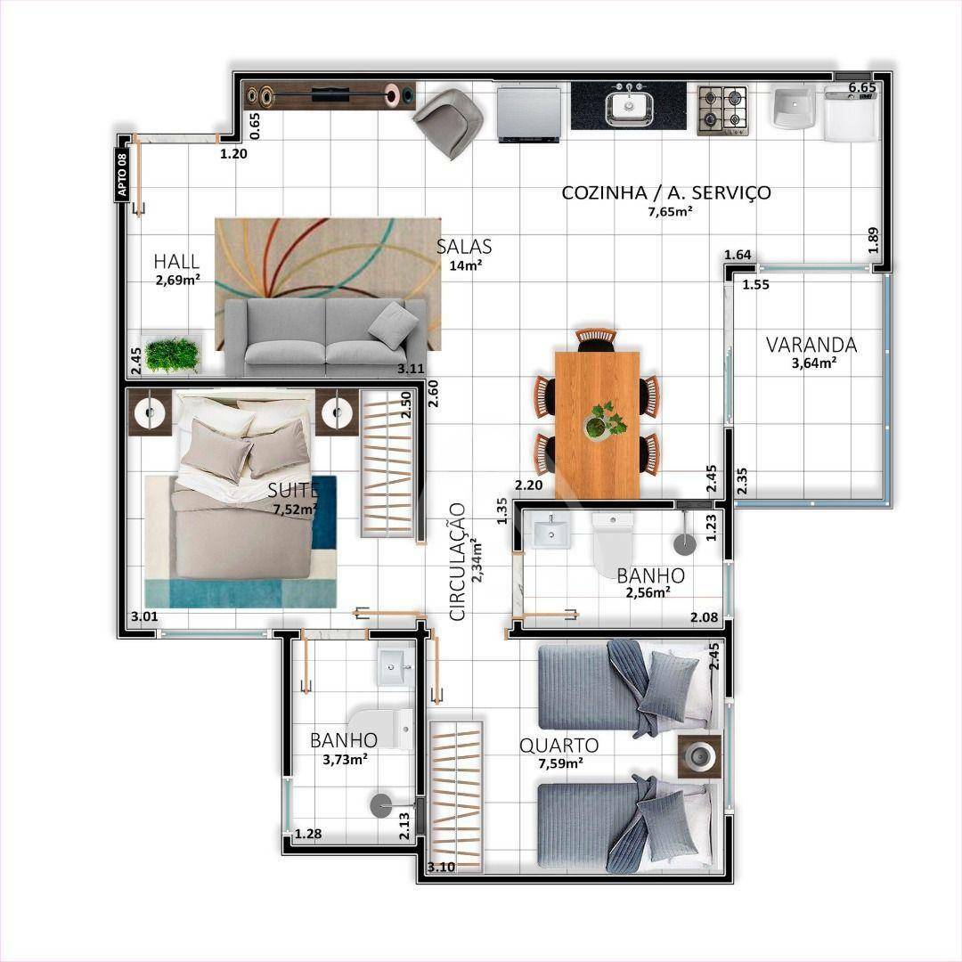 Apartamento à venda com 2 quartos, 55m² - Foto 4