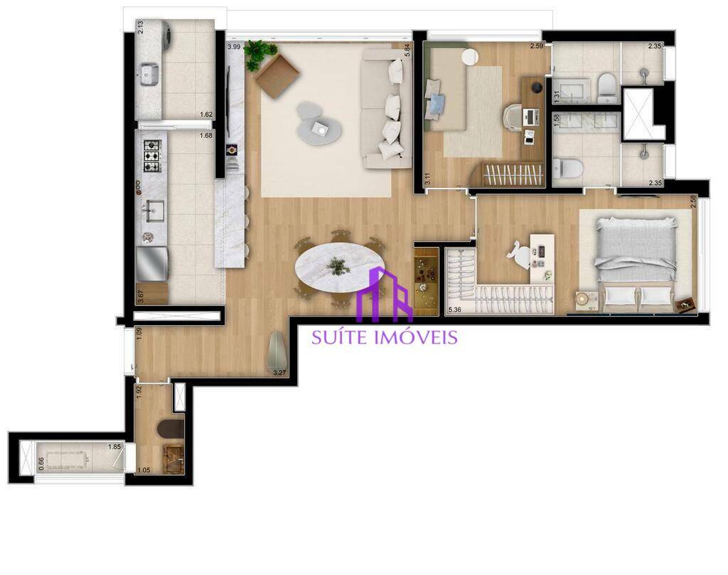 Apartamento à venda com 2 quartos, 81m² - Foto 3