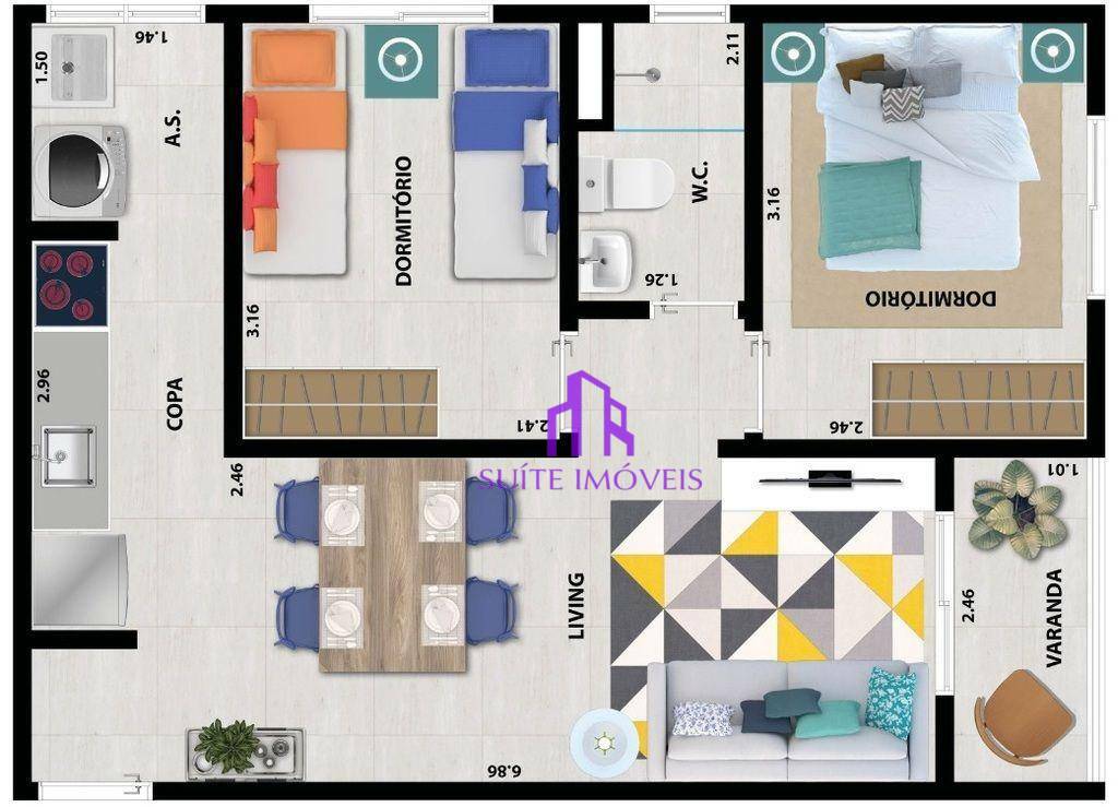 Apartamento à venda com 1 quarto, 40m² - Foto 7