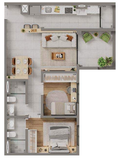 Apartamento à venda com 2 quartos, 62m² - Foto 6