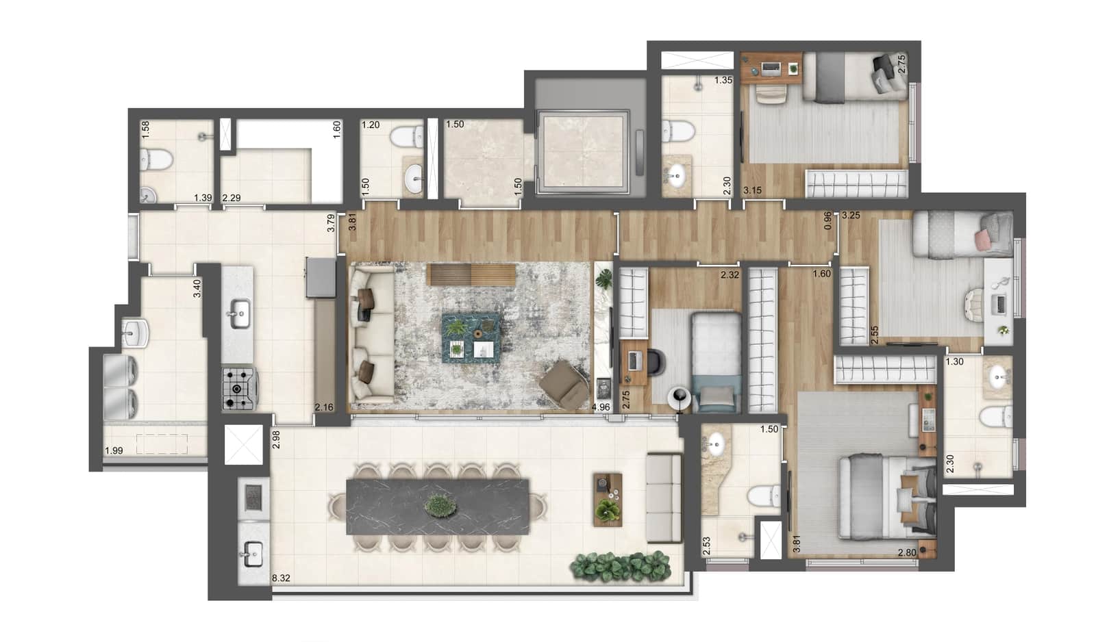 Apartamento à venda com 4 quartos, 152m² - Foto 2