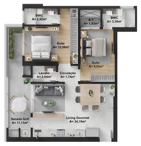 Apartamento à venda com 2 quartos, 116m² - Foto 10