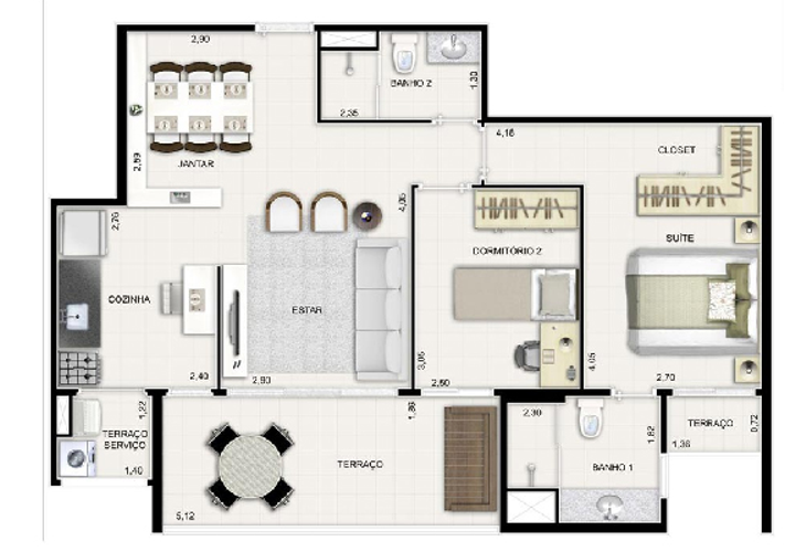 Apartamento à venda com 2 quartos, 72m² - Foto 2