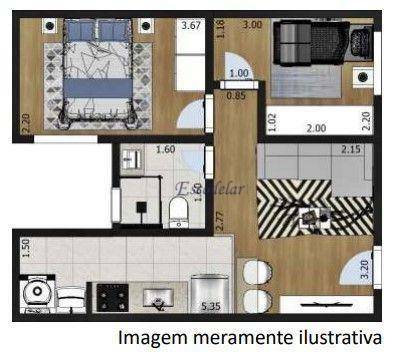 Apartamento à venda com 2 quartos, 37m² - Foto 3