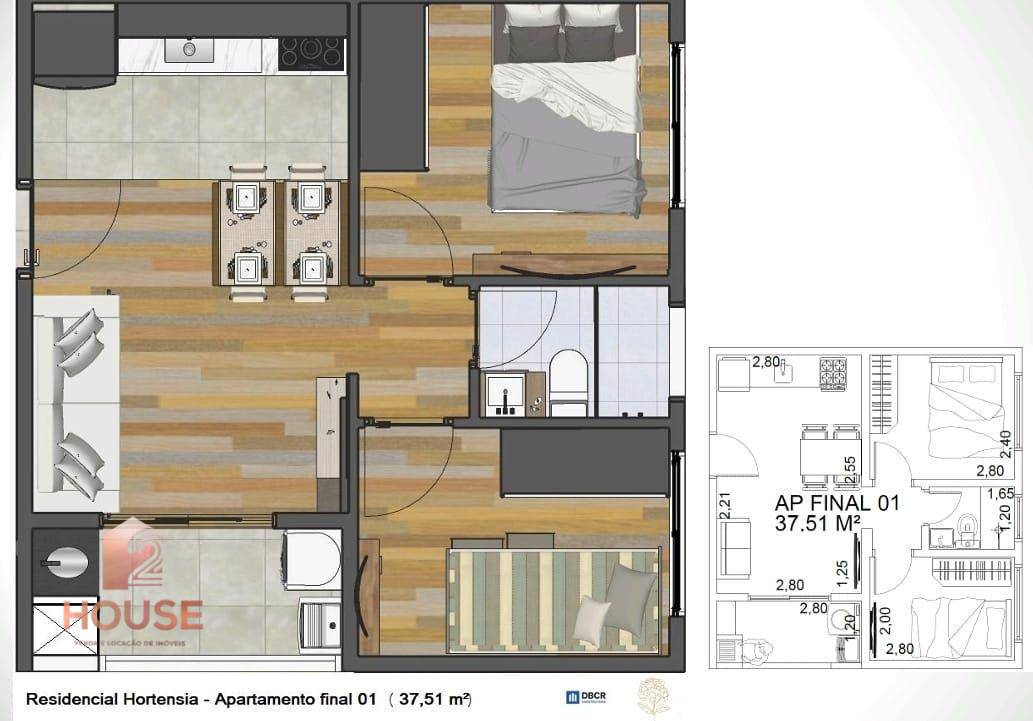 Apartamento, 2 quartos, 37 m² - Foto 3