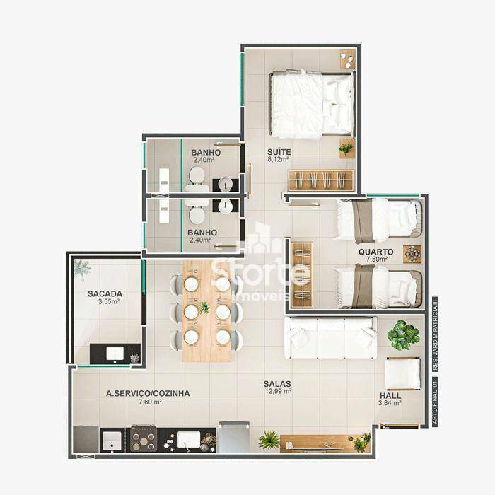 Apartamento à venda com 2 quartos, 53m² - Foto 7