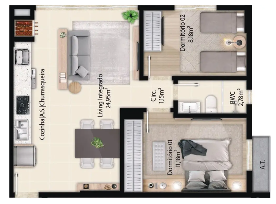 Apartamento à venda com 2 quartos, 54m² - Foto 4