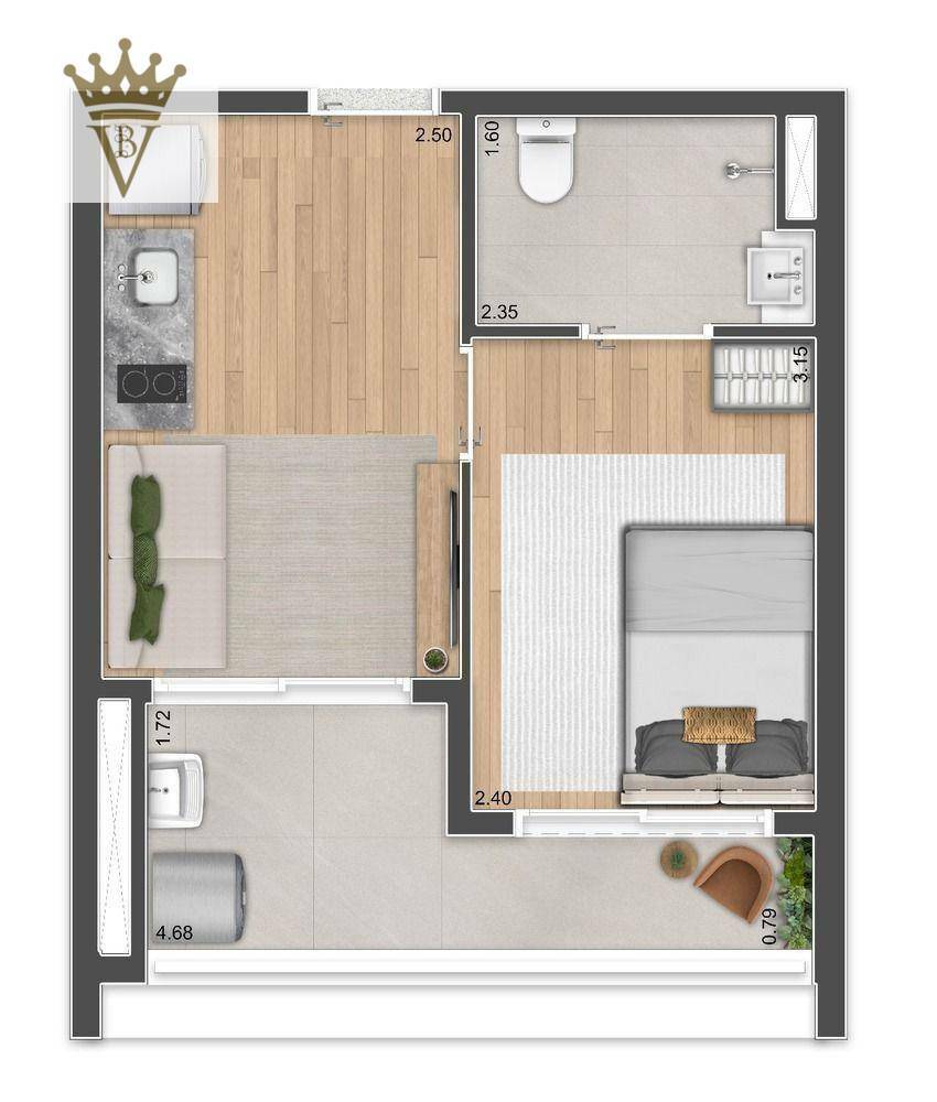 Apartamento à venda com 1 quarto, 33m² - Foto 4