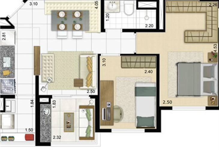 Apartamento à venda com 2 quartos, 54m² - Foto 2