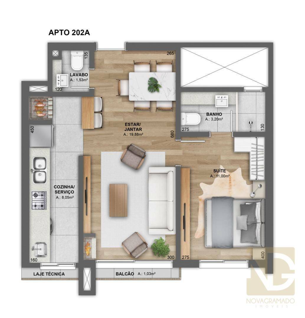 Apartamento à venda com 1 quarto, 52m² - Foto 4