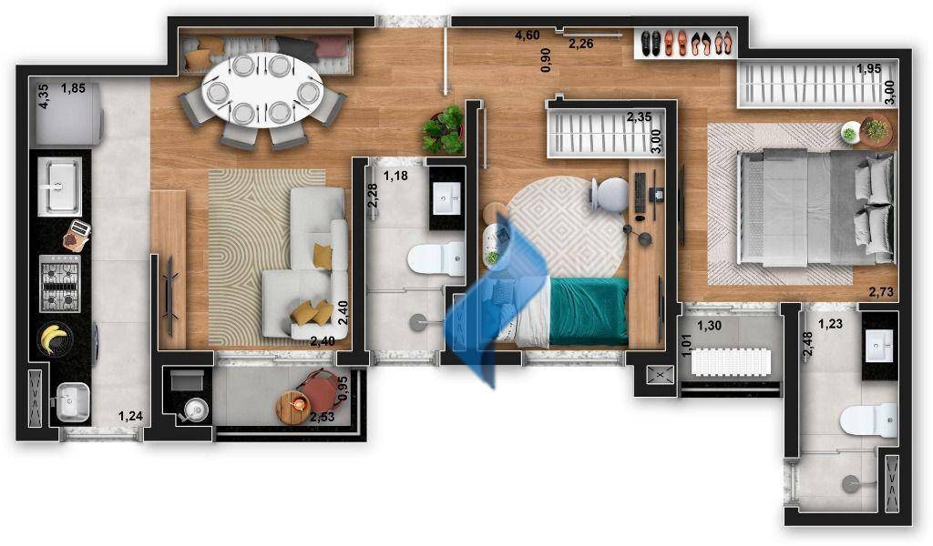 Apartamento à venda com 2 quartos, 52m² - Foto 1