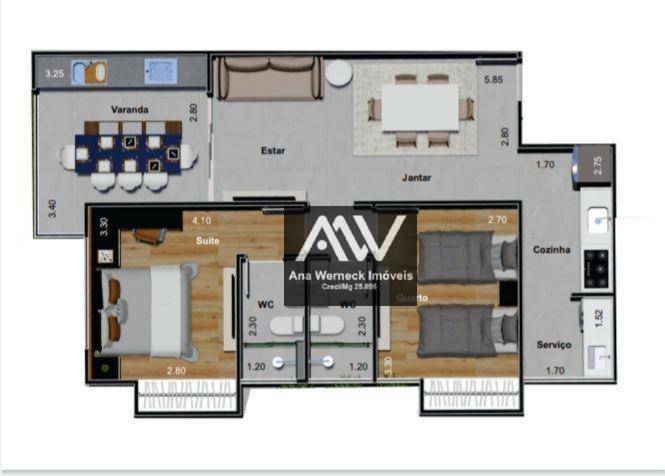 Apartamento à venda com 2 quartos, 68m² - Foto 5