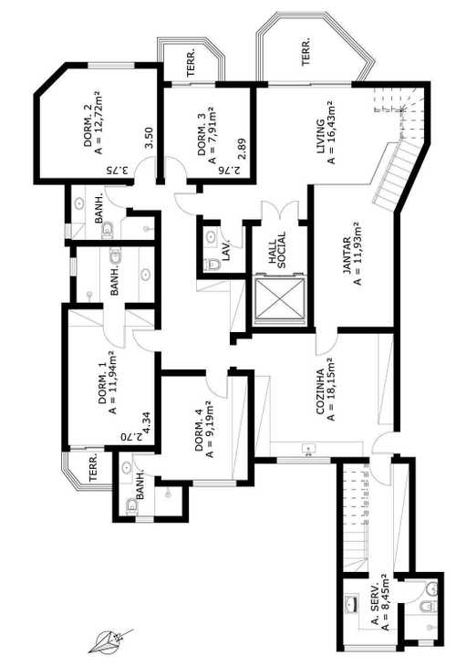 Apartamento à venda com 4 quartos, 170m² - Foto 4