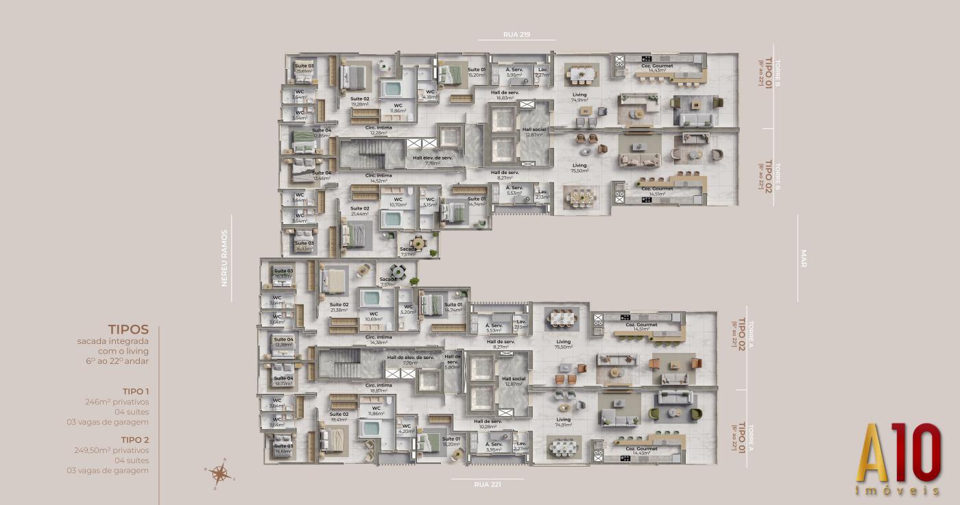 Apartamento à venda com 4 quartos, 250m² - Foto 40