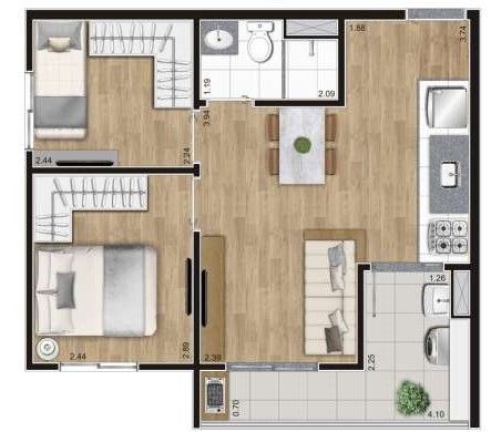 Apartamento à venda com 2 quartos, 42m² - Foto 6