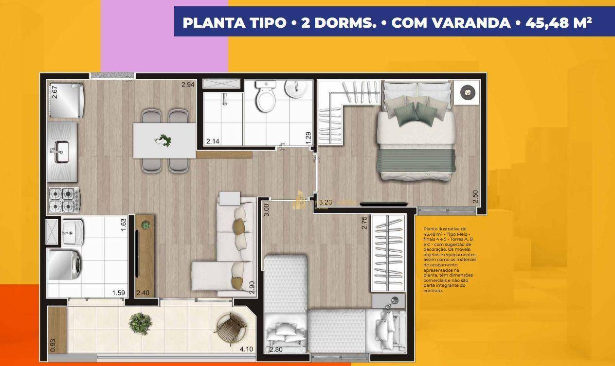 Apartamento à venda com 2 quartos, 45m² - Foto 2