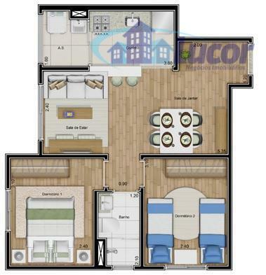 Apartamento à venda com 2 quartos, 45m² - Foto 3