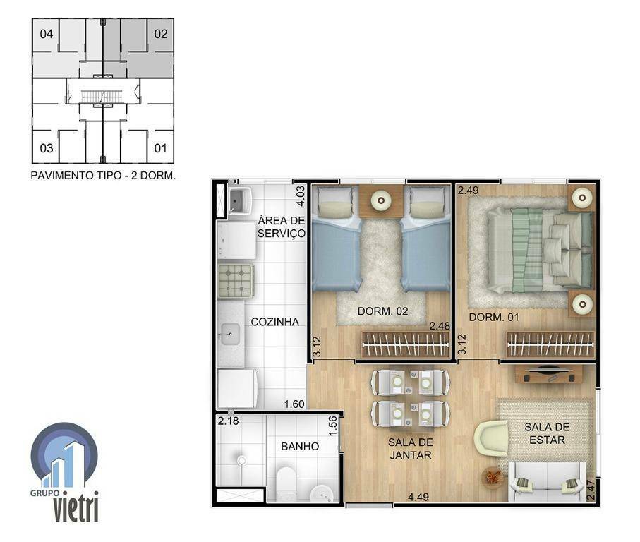 Apartamento à venda com 2 quartos, 49m² - Foto 16