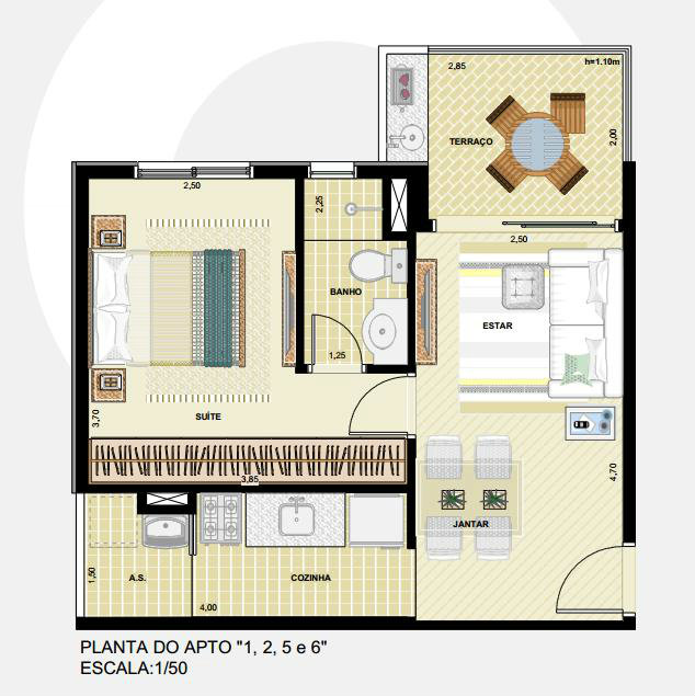 Apartamento à venda com 1 quarto, 43m² - Foto 3