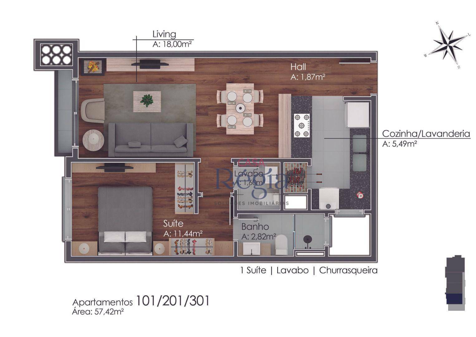 Apartamento à venda com 1 quarto, 57m² - Foto 6