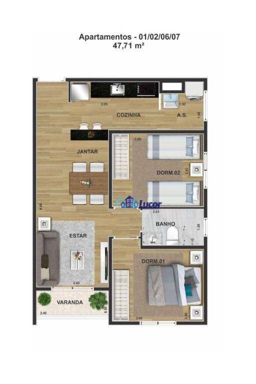 Apartamento à venda com 2 quartos, 47m² - Foto 2