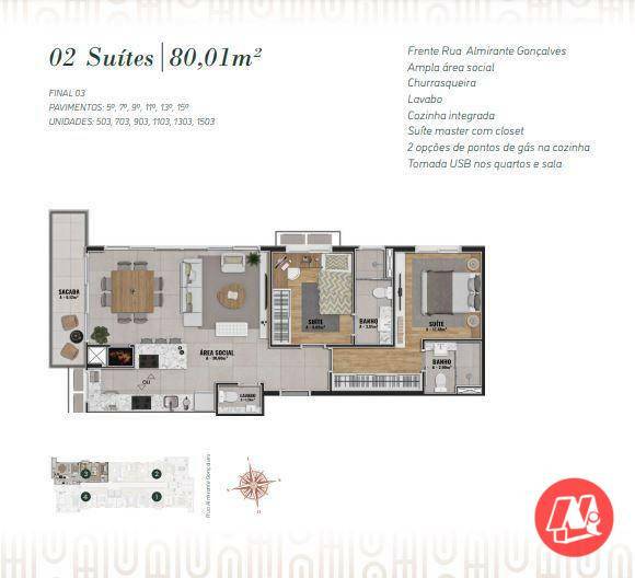 Apartamento à venda com 2 quartos, 80m² - Foto 9