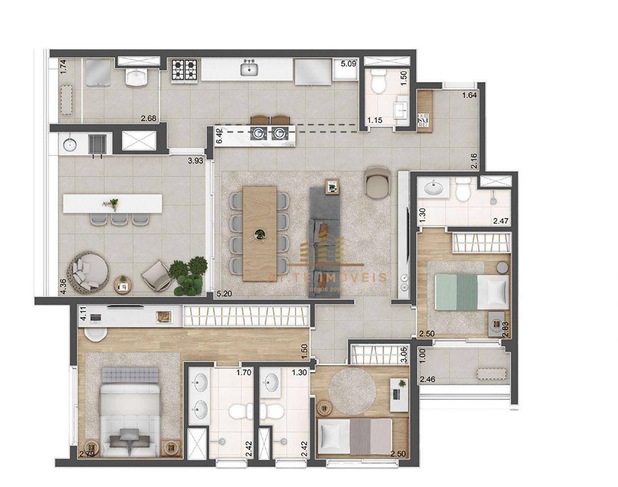 Apartamento à venda com 3 quartos, 125m² - Foto 3