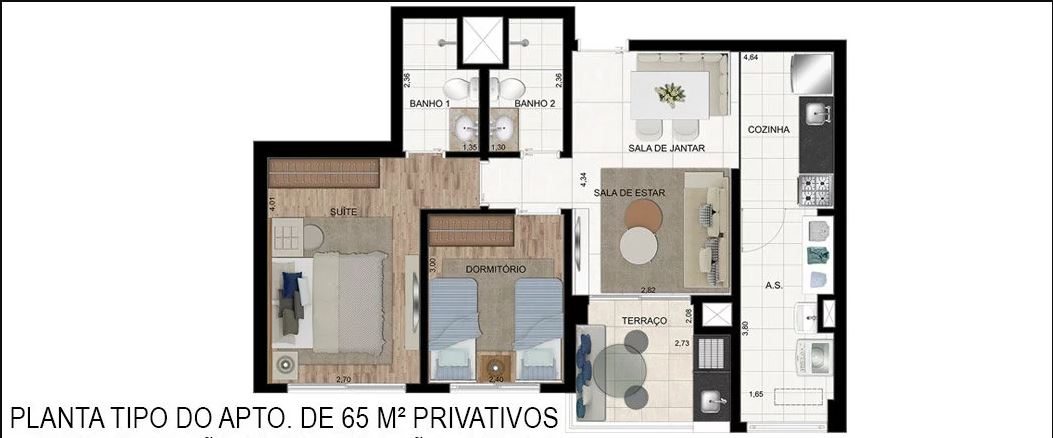 Apartamento à venda com 2 quartos, 65m² - Foto 6