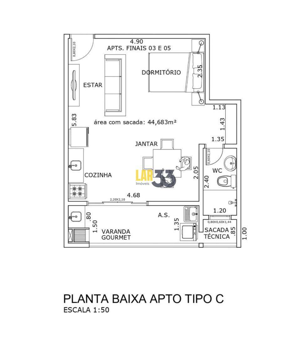 Kitnet e Studio à venda com 1 quarto, 45m² - Foto 19