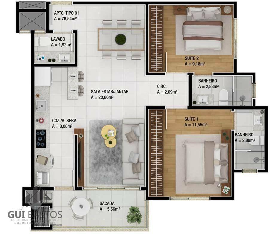 Apartamento à venda com 3 quartos, 96m² - Foto 31